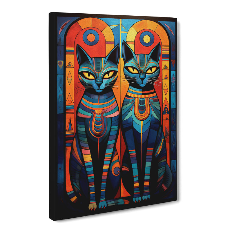 Egyptian Cat Symbolism - No Frame Print, 50cm H x 35cm W x 3cm D