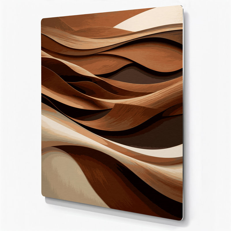 Paysage abstrait 18, art mural en métal brun, H 24 po x l 36 po