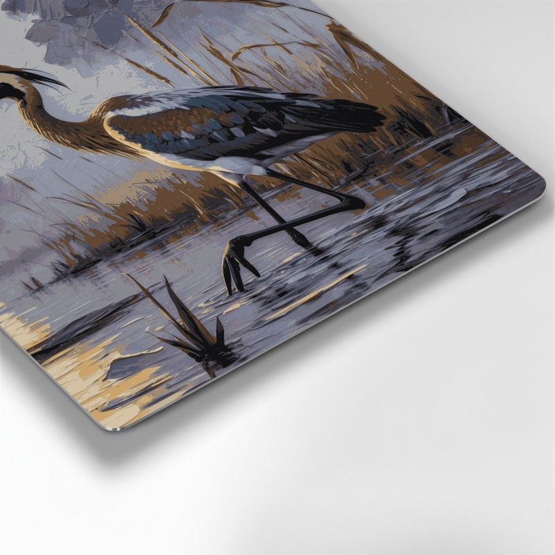 Wildlife Saddle billed Stork Black Metal Wall Art, 8" H x 8" W