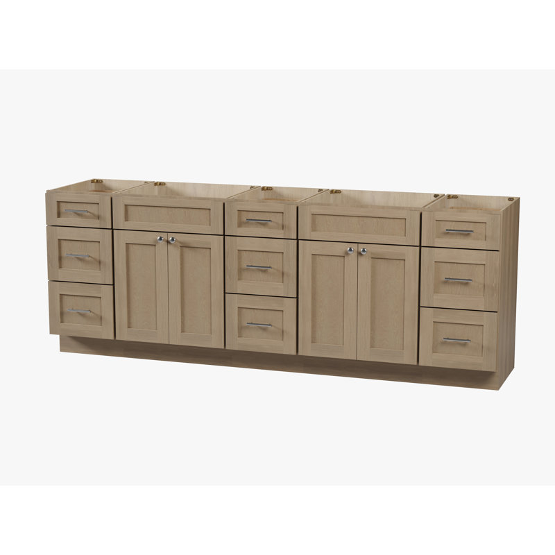 Disar 93'' Double Bathroom Vanity Base only, Natural Oak