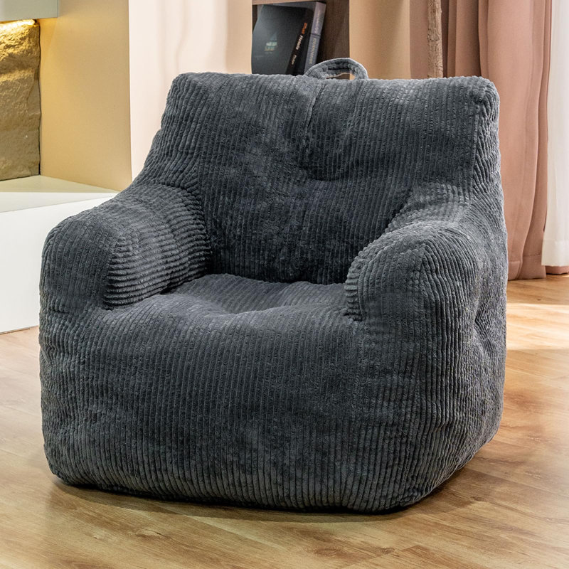 Luxury Oversize Faux Fur Bean Bag Chair - Premium Memory Foam, Ergonomic Design for Gaming & Reading (No Assembly)