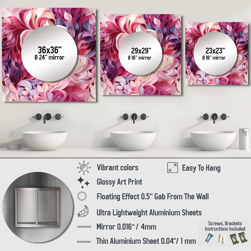 Liezel - Miroir carré abstrait Botanicals, 29 po x 29 po