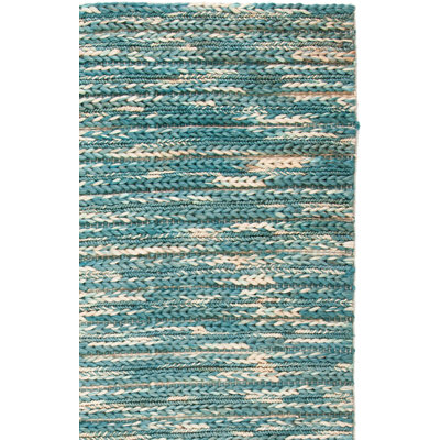 Tapis en jute / coton à tissage plat en fibres naturelles clair vert clair / naturel Clairvaux