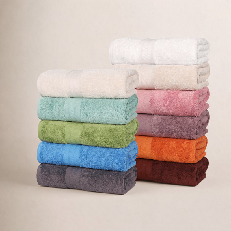 Atlas Cotton Plush Soft Highly-Absorbent Heavyweight Luxury 12 Piece Assorted Towel Set, Green Essence
