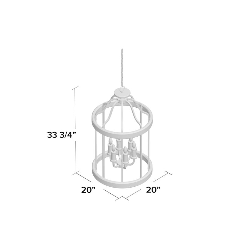 Lustre cylindrique 6 lumières lanterne Arkaitz, Nickel poli / bois gris