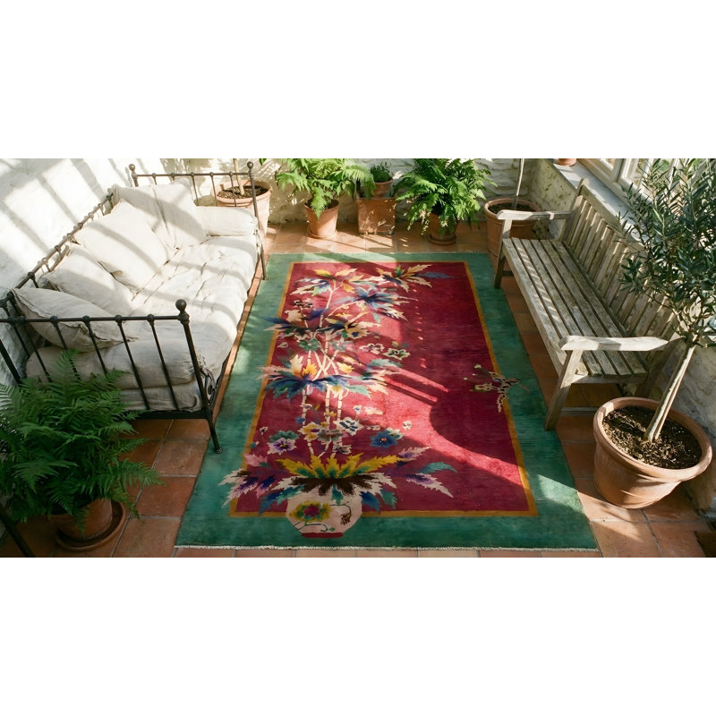 Tapis mauve / lavande mauve en laine antique des années 1920