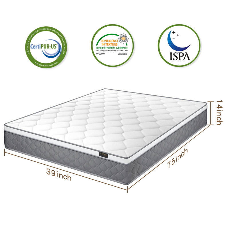 Matelas hybride moyen avec mousse certifiée Certi-PUR US, Lit simple, 13"