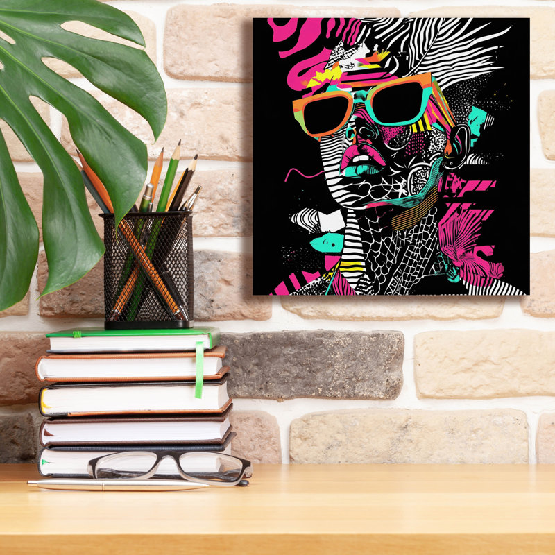 «Neon Night 2» par Rich Monet, art mural sur toile, H 12 po x l 12 po