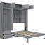 Lit escamotable grand format mural gris avec tablettes, tiroirs et garde-robe pour petits espaces suspendus