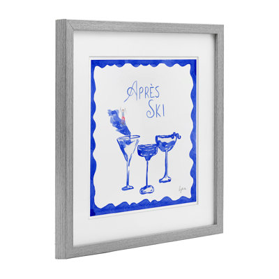 Apres Ski Winter Cocktails Framed Print Under Glass, design by Lucille Price