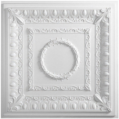 Royal 23.75 in. L x 23.75 in. W Textured Vinyl Drop-In Ceiling Tile and Glue Up Ceiling Tile