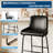 Counter Height Bar Stools Set of 4, PU Leather Barstools with Back and Footrest, Modern Industrial Metal Frame Armless Bar Chairs for Kitchen Island, Counter, Black-1816190386-1816190385