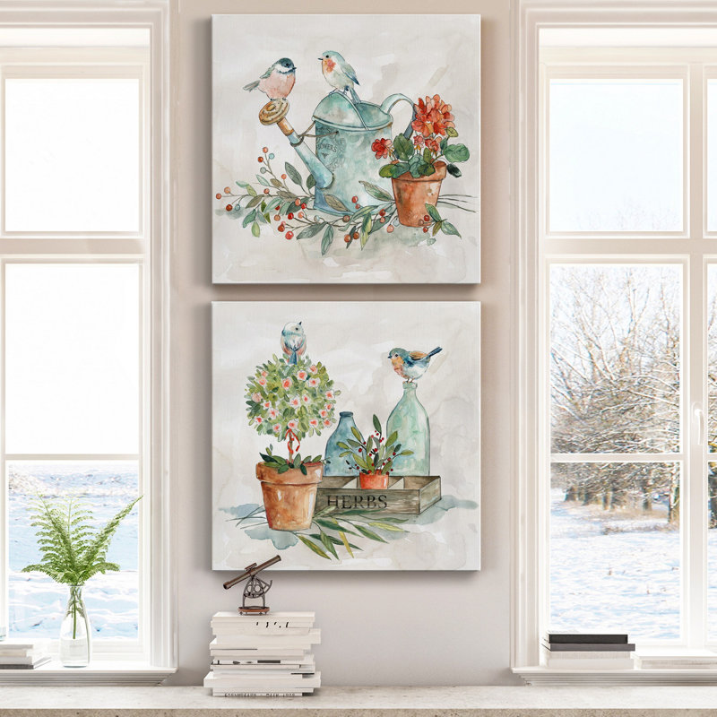 «Garden Glimpse I», ensemble de 2 reproductions d'art sur toile tendue, H 10 po x l 10 po x P 1 po