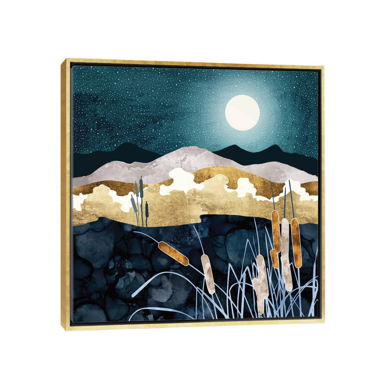 Summer Lake - impression d'art graphique, Aucun mat, H 18 po x l 18 po x 1,5 po, Toile encadrée d'or