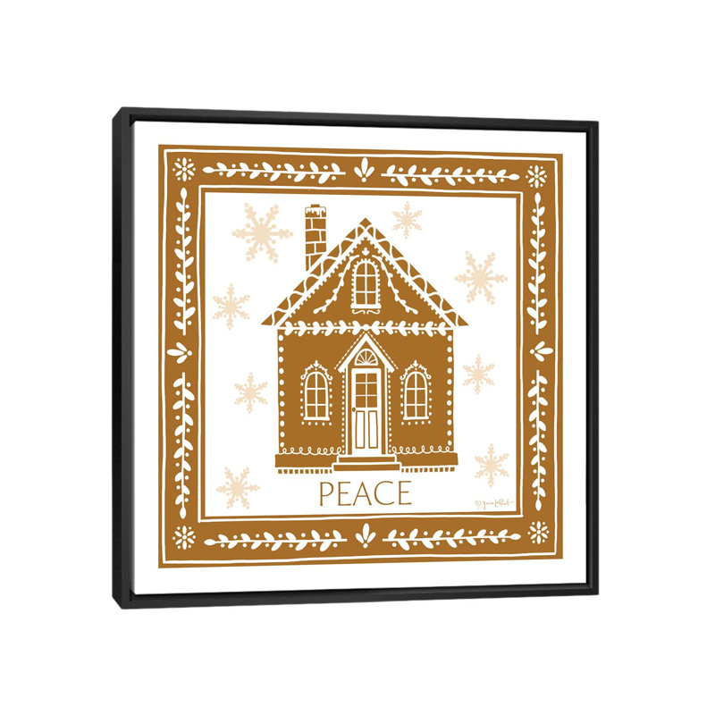 «Gingerbread Christmas House», reproduction d'art sur toile encadrée, H 18 po x l 18 po, Noir