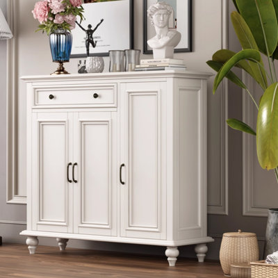 White Solid Wood Shoe Storage Bench