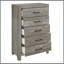 Commode 1 pièce à finition grise rustique avec tiroirs de rangement et meubles de chambre à coucher en métal noir