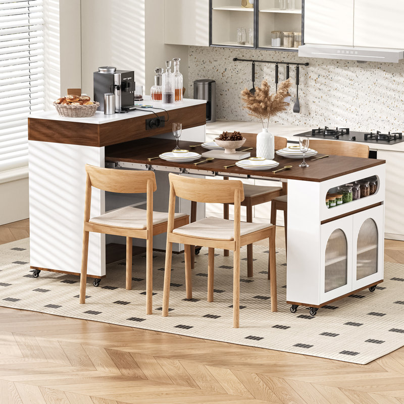 110.5 cm W Kitchen Island with, Walnut