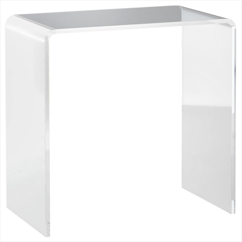 Clear acrylic waterfall coffee table with C-base open display space modern minimalist design