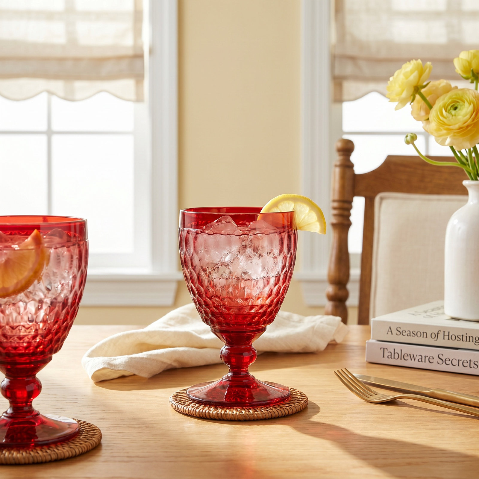 Boston Crystal Goblet, Red, 14 oz.