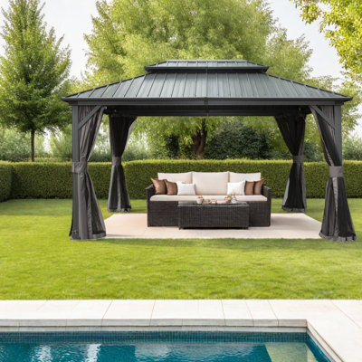Auvents et pavillons de jardin durables (doit inclure le cadre), patio moderne en métal 10 x 12