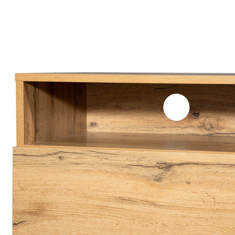 Modern TV Stand For 80'' TV With Double Storage Space, Media Console Table, Entertainment Center With Drop Down Door For Living Room, Bedroom, Home Theatre