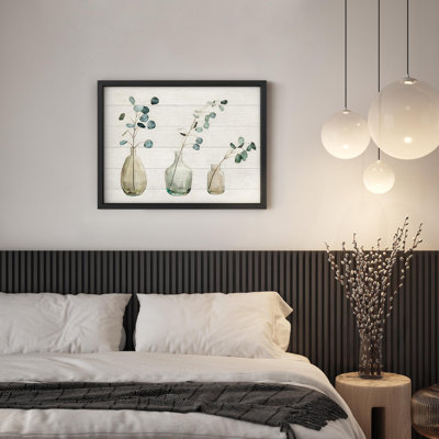 " Leaning Green Plants In Vases Botanical Modern Illustration Small Decor Modern Art Work "