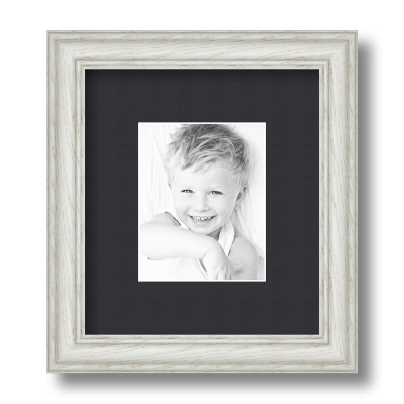 White Wood Matte Picture Frame with Mat, Black