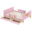 Lit plateforme double avec tiroirs de rangement, structure de lit en bois massif avec garde-corps, petite tablette et crochets, aucun sommier nécessaire, rose-376520350-376520351