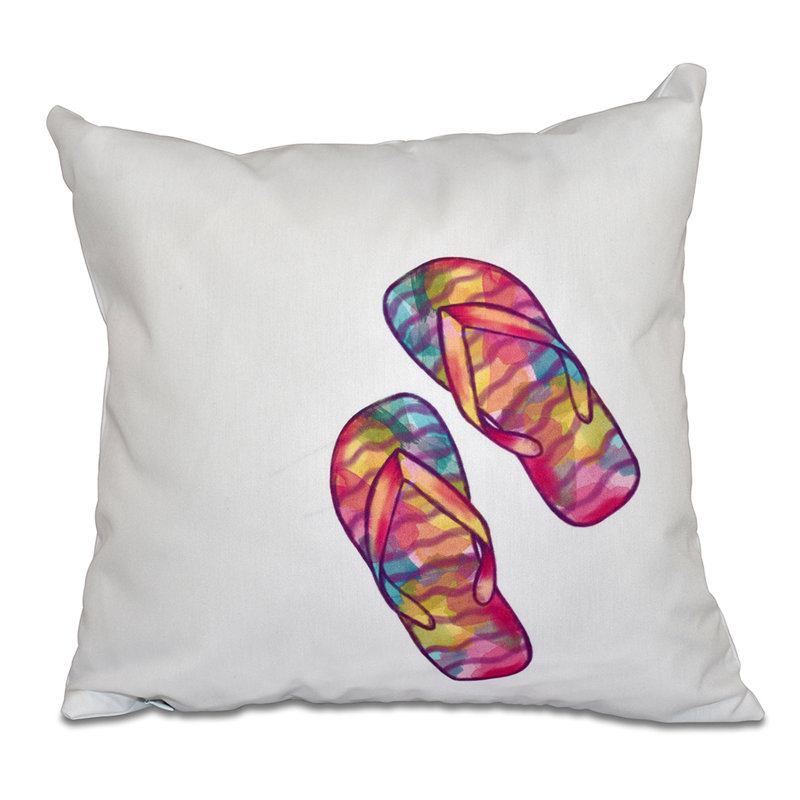 Coussin Rainbow Flip Flops, H 20 po x l 20 po, Blanc