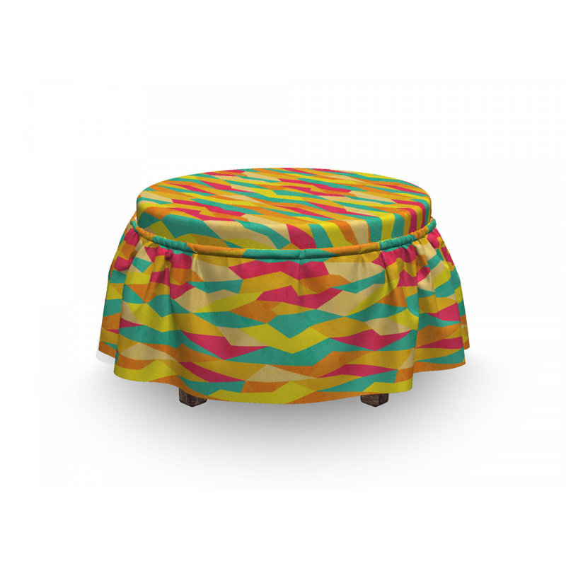 Ensemble de housse pour 2 pièces à coussins carrés repose-pieds funky tiles geometric