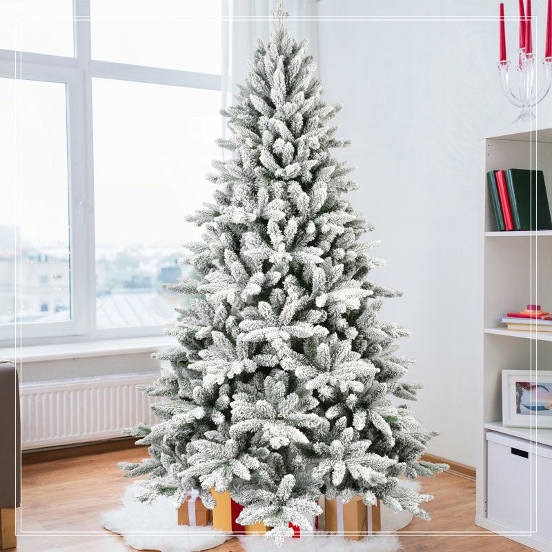 Arbre de Noël 6 pi avec 1100 extrémités, arbre à charnières enneigé réaliste PE + PVC, 6"