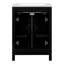 Meuble-lavabo moderne de 122 cm (48 po) avec deux lavabos en céramique, fermeture amortie, tablette en U réglable et poignées dorées esthétiques.