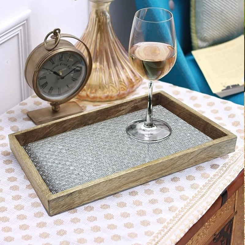 Plateau en bois et aluminium embossé pour meuble-lavabo, 13 po, Argent
