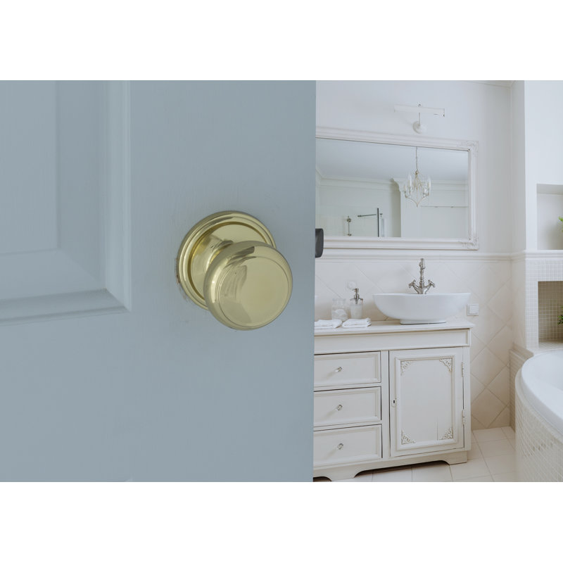 Bouton de porte colonial avec rosette ronde Colonial, Laiton poli