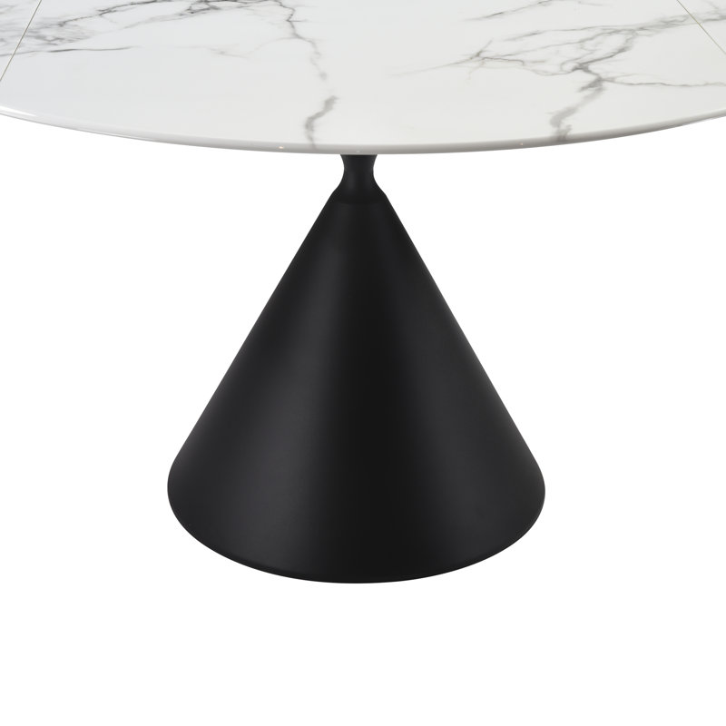 Buckingham Modern Extendable Round Dining Table With White Sintered Stone Table Top - Seats Up To 4