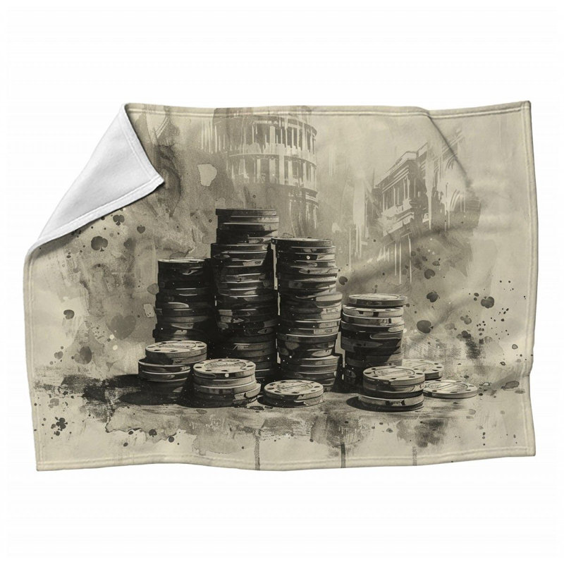 Trendy Floral Plush Machine Printed Throw Blanket, 50" W x 60" L