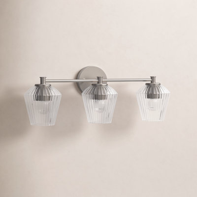 Depner 3 Light Ribbed Dimmable Vanity Light