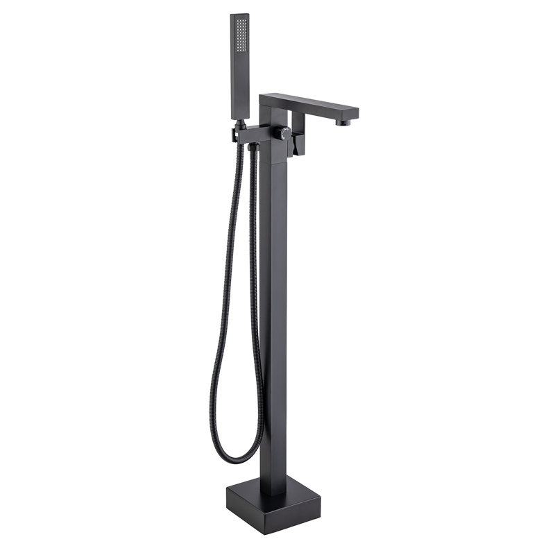 Floor Tub Filler with Diverter, Matte Black