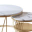 Round Nesting Coffee Tables (70+45Cm), Marble Effect V-Wire Frame With 2-Tier Storage Side Table-672943773