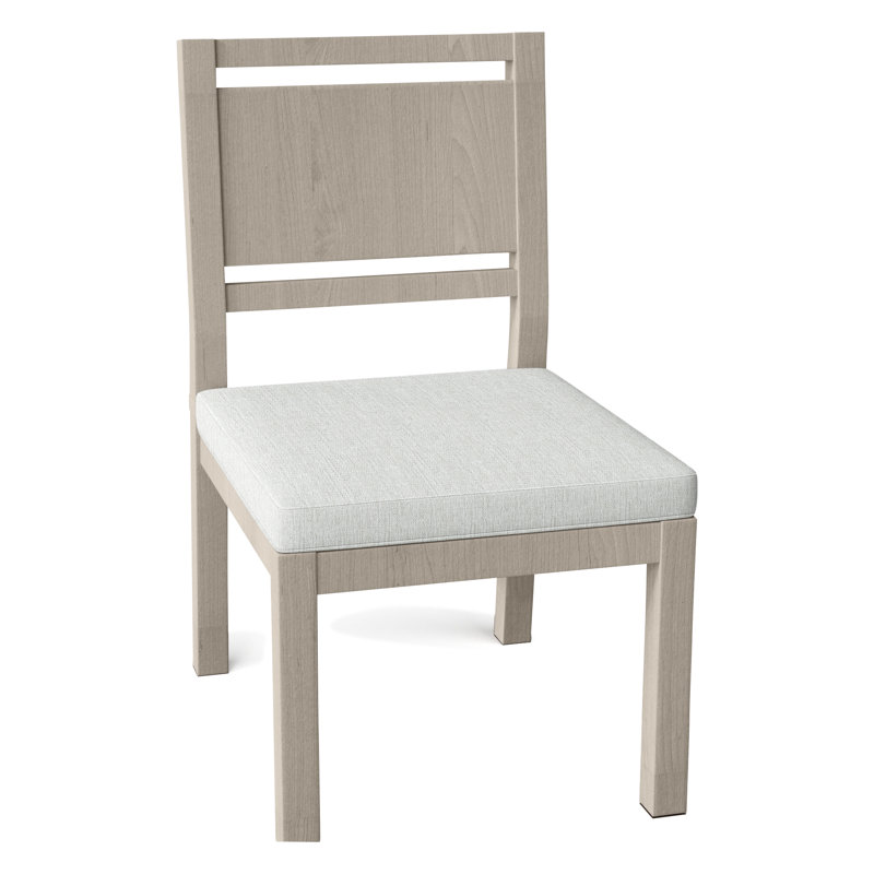 Avondale Patio Dining Side Chair with Cushions, Oyster Teak, Welt, Bali Pearl