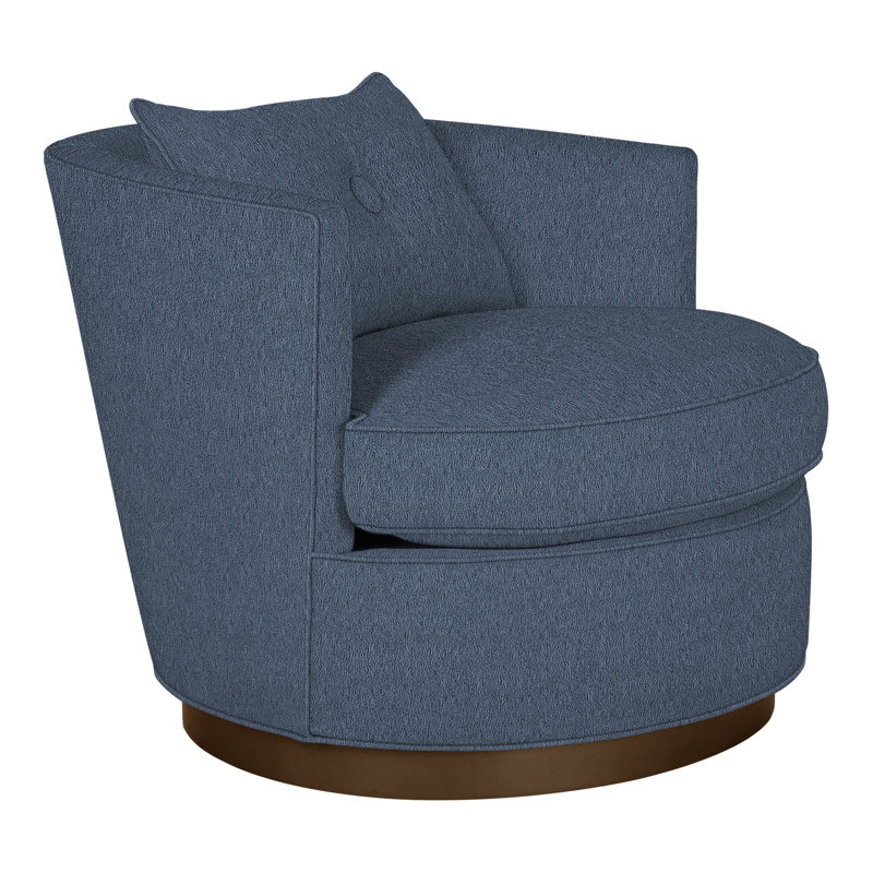 Bernadette By Michael Weiss Swivel Barrel Chair, Navada Blue, Havana