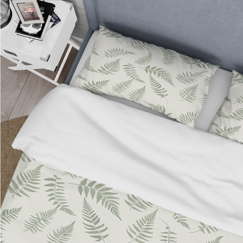 Ensemble de housse de couette Green Beige Fern Harmony I - Plants, Housse de couette simple et deux taies décorative