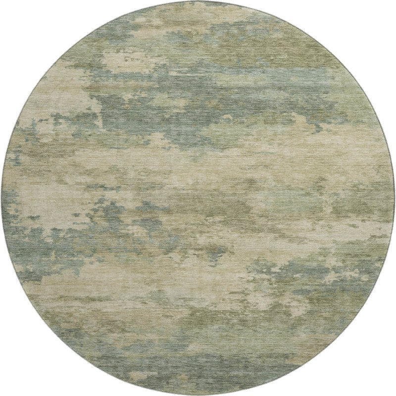 Premium Machine Washable Mayfield AMF2075 Abstract Rug, Seafoam, 8' Round