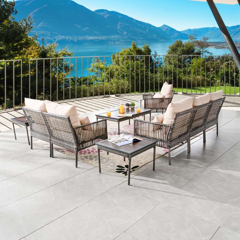 Aalaysia 10-Piece Outdoor Wicker Conversation Set