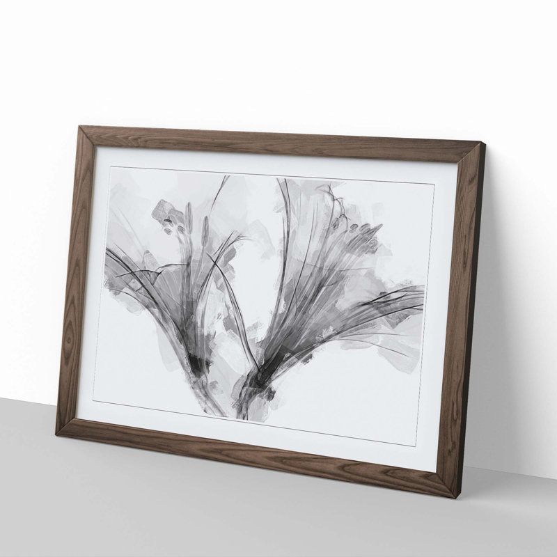 Floral Shadows in Abstract - Framed Print, 40cm H x 60cm W x 2cm D, Walnut