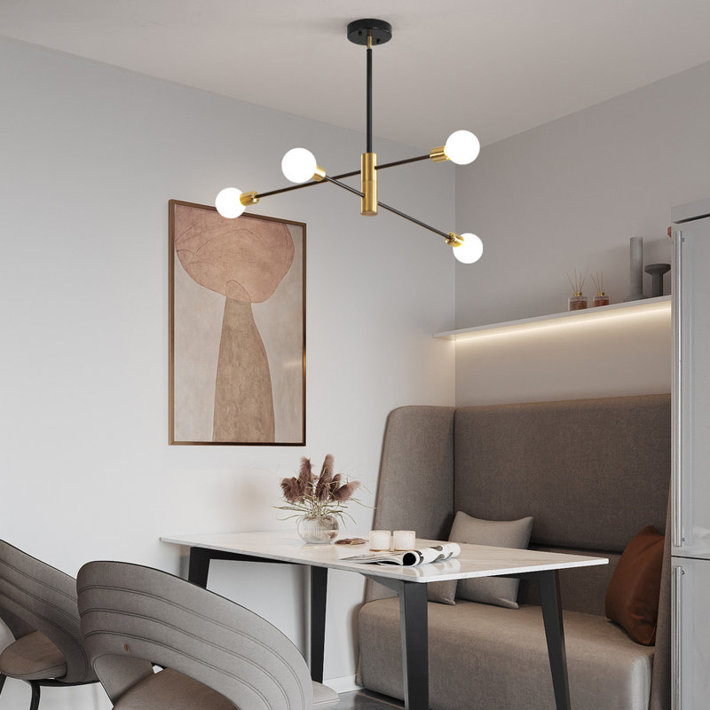 Luminaire suspendu linéaire doré et noir Glenout