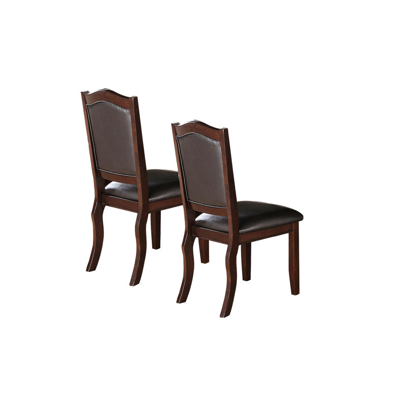 Chaises de salle à manger en similicuir, brun foncé (de 2). Cadre en bois. Capacité de poids de 250 lb. Idéal pour les pièces formelles, décontractées et les cuisines surélevées. Chaises à dossier solide (2). Cadre avec cadre parfait