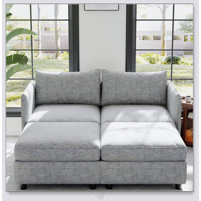 Causeuse modulaire avec méridienne, design moderne Mid-Century, rangement intégré pour les petits espaces et une utilisation polyvalente