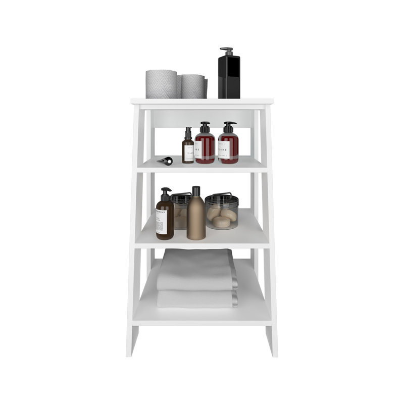 Linen Cabinet 29.7"H, Four Shelves, Vertical, White, White